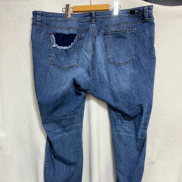 Kut From The Cloth Women's Jeans 24W Dark Blue Catherine Boyfriend Distressed - Picture 3 of 8